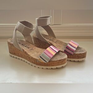 Anne Klein Iflex Aknori Women's Wedge Sandals Ankle Strap Size 8.5 Multicolor‎